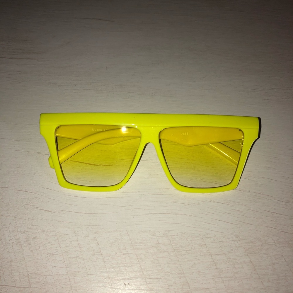 Neon Yellow Square Sunglasses Flat Top Gradient